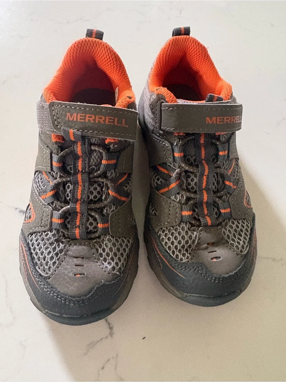Merrell Kids Gray and Orange Slip-On Athletic Sneakers